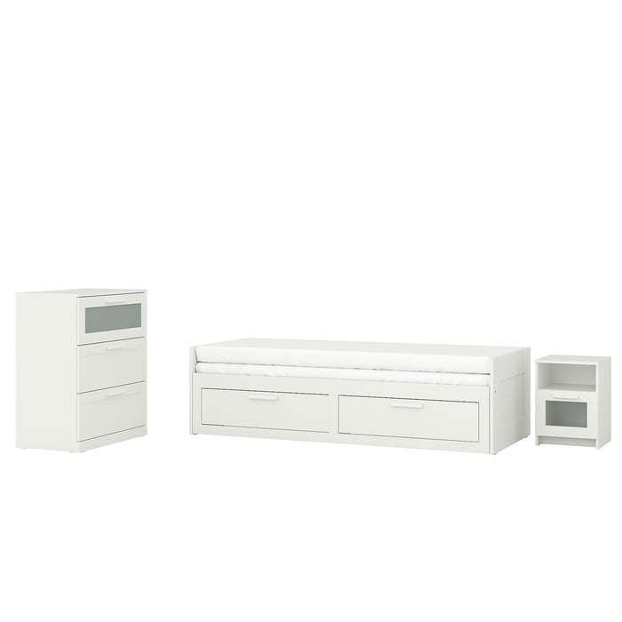 BRIMNES bedroom furniture, set of 3, white, Single IKEA