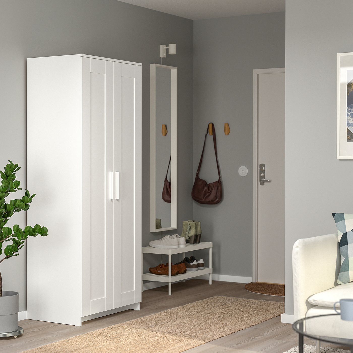 Ikea BRIMNES ブリムネス ワードローブ 扉2枚付, ホワイト BRIMNES wardrobe with 2 doors, white, 78x50x190 cm - IKEA