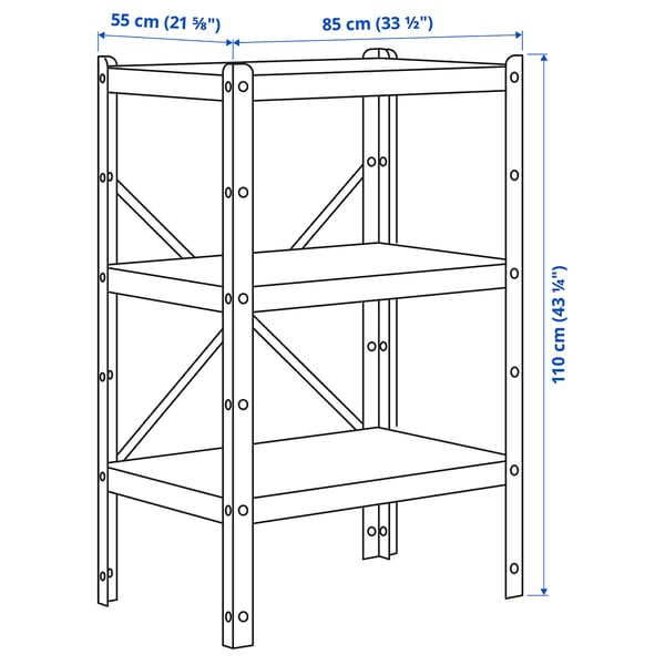 BROR 1 section/shelves, black, 85x55x110 cm