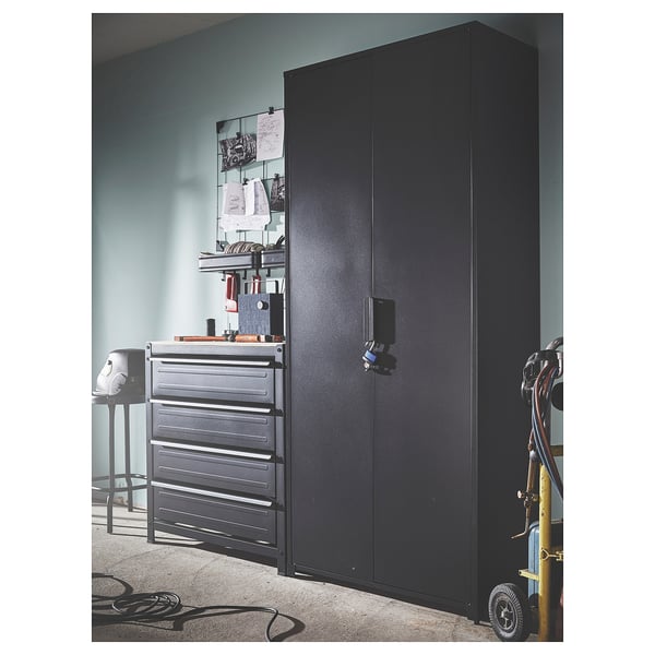 BROR Cabinet with doors, black, 85x40x191 cm