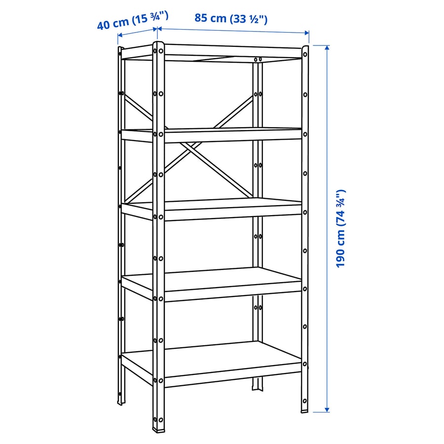 BROR Shelving unit, white, 85x40x190 cm IKEA