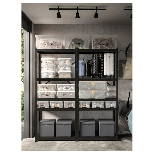 BROR Shelving unit, with 5 shelves/black, 85x40x190 cm