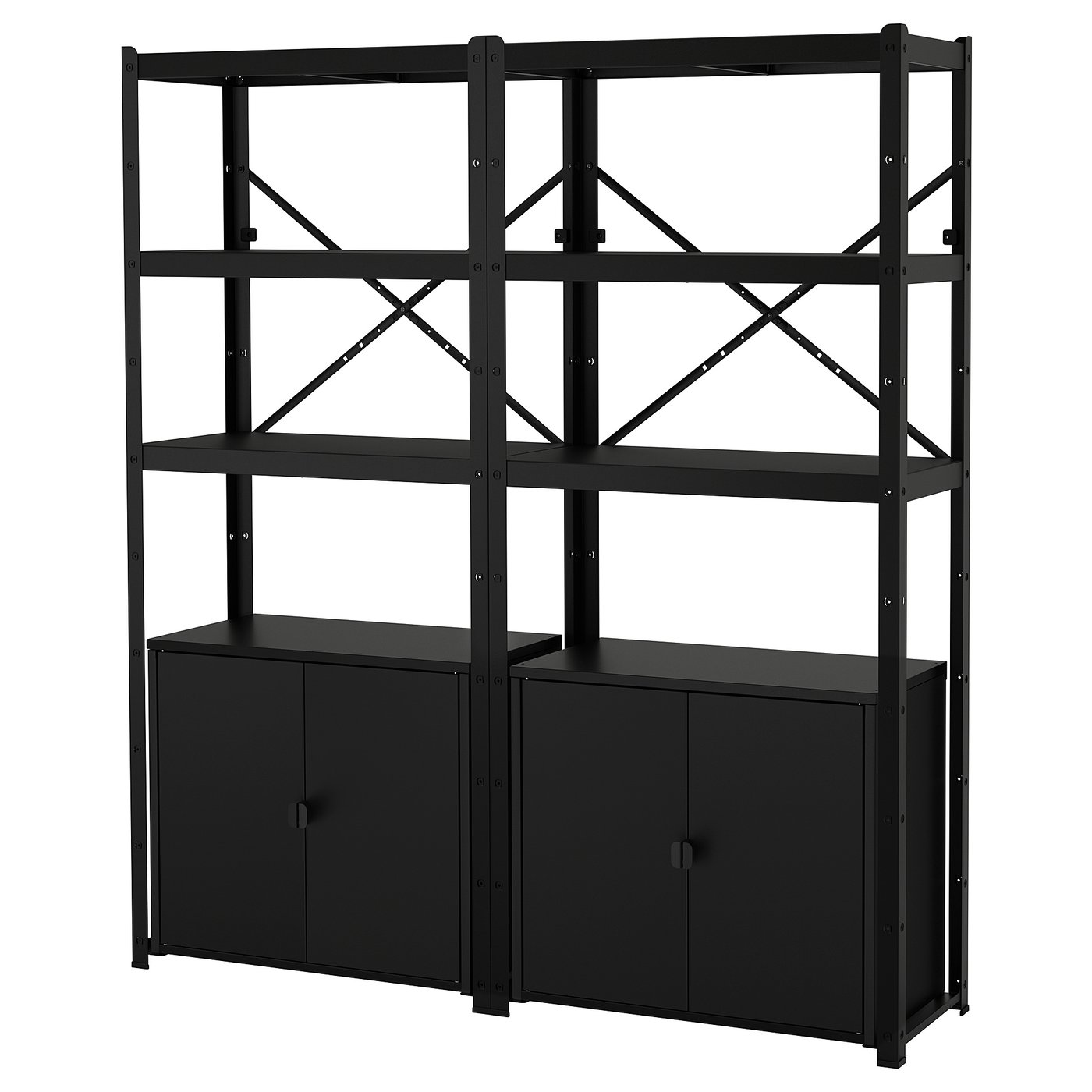 BROR Shelving unit with cabinets - black 170x40x190 cm