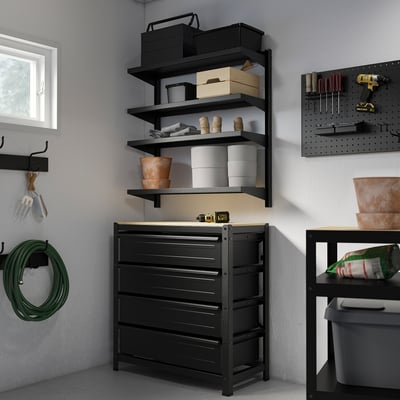 BROR Wall shelf combination, black, 88x30x90 cm