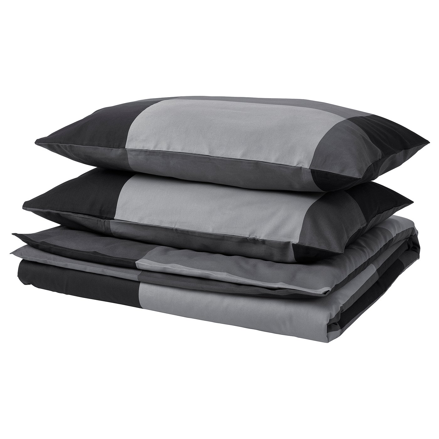 BRUNKRISSLA Duvet cover and 2 pillowcases - black 240x220/50x80 cm