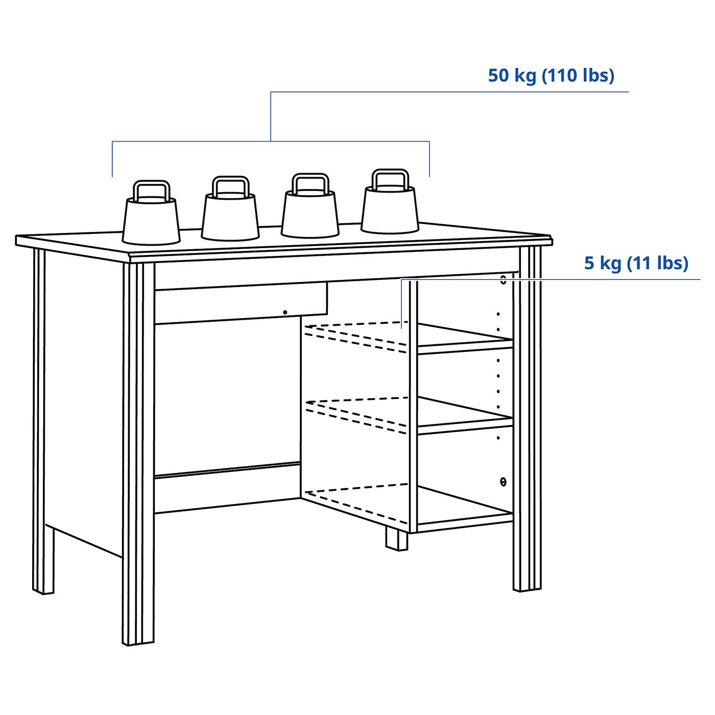 BRUSALI Desk - white 90x52 cm