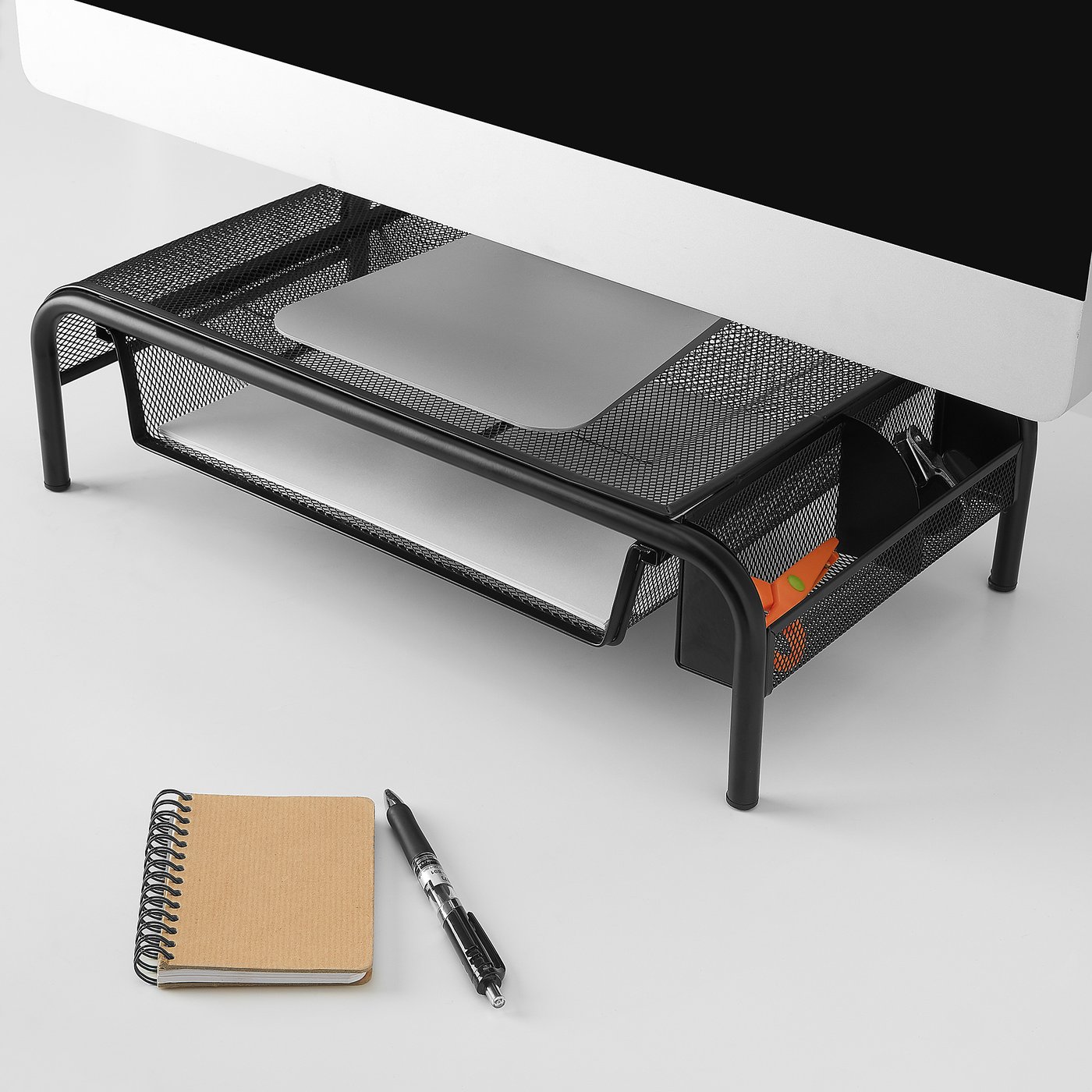 BRYTET Monitor stand with drawer mesh/black IKEA