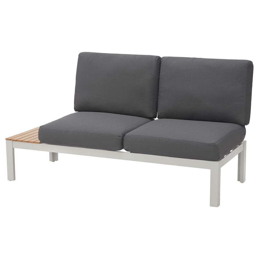 BYTTHOLMEN 2seat sofa, outdoor, grey stained/Frösön/Duvholmen dark