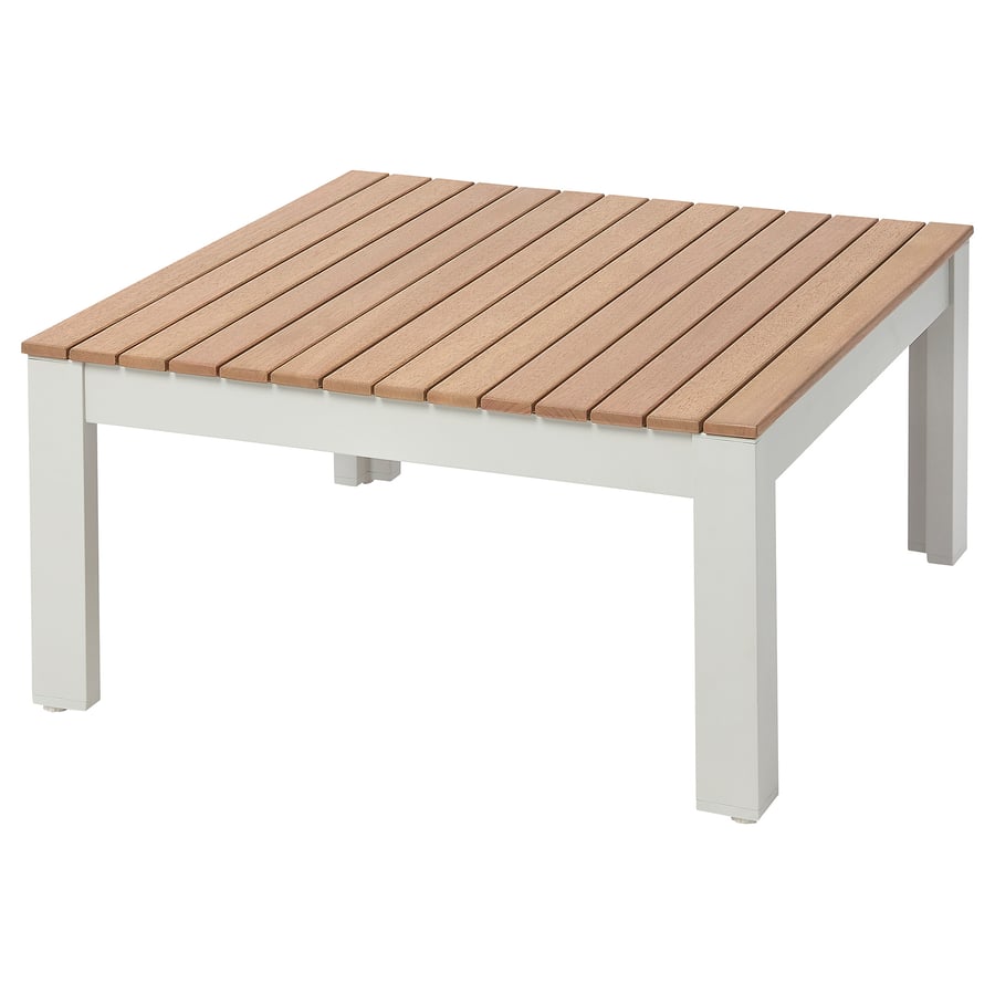 BYTTHOLMEN side table, outdoor, light grey/light brown, 63x63 cm IKEA