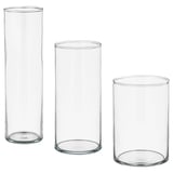 CYLINDER Vase, set of 3, clear glass