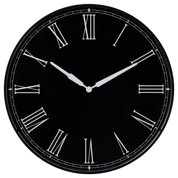 DRABBLING Wall clock, black, 52 cm