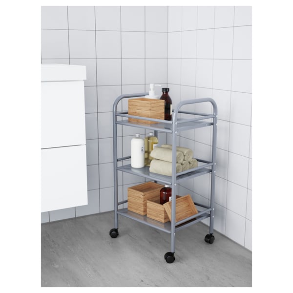 Draggan Trolley Silver Colour 41x32x75 Cm Ikea