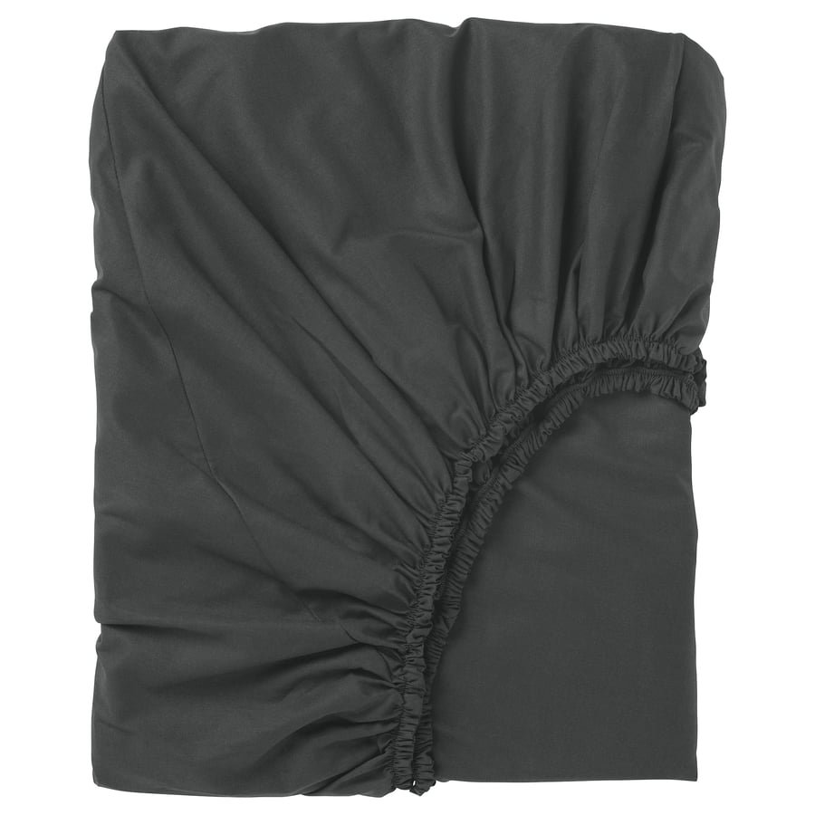 DVALA fitted sheet, black, Double IKEA