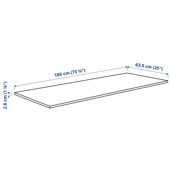 EKBACKEN Worktop, brown walnut effect/laminate, 186x2.8 cm