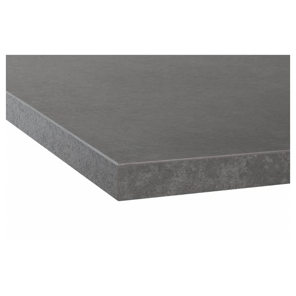 EKBACKEN Worktop, grey concrete effect/laminate, 246x2.8x90 cm