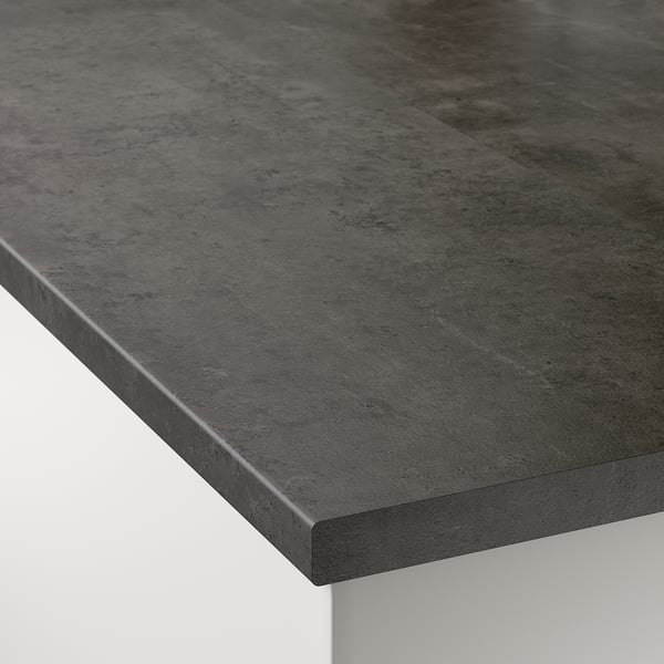 EKBACKEN Worktop, grey concrete effect/laminate, 246x2.8x90 cm