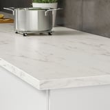 EKBACKEN Worktop, white marble effect/laminate, 186x2.8 cm