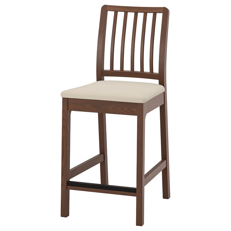 EKEDALEN bar stool with backrest, brown/Hakebo beige, 62 cm IKEA