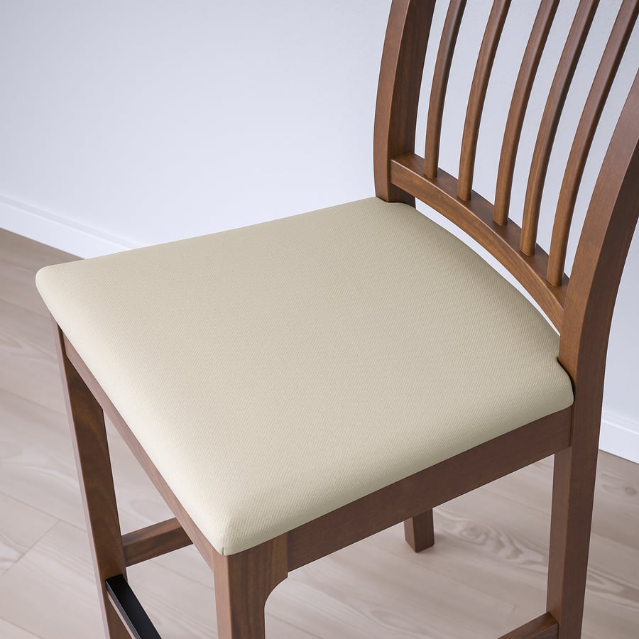 EKEDALEN bar stool with backrest, brown/Hakebo beige, 62 cm IKEA