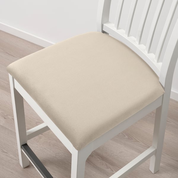 EKEDALEN Bar stool with backrest, white/Hakebo beige, 62 cm IKEA