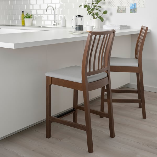 EKEDALEN Bar stool with backrest brown Orrsta light grey EKEDALEN Bar stool with backrest brown Orrsta light grey