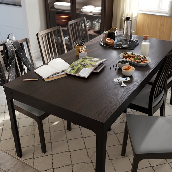 EKEDALEN Extendable table, dark brown, 180/240x90 cm