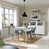 EKEDALEN / GRÖNSTA Table and 4 chairs, white/grey-turquoise, 120/180 cm