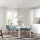 EKEDALEN / GRÖNSTA Table and 6 chairs, white/grey-turquoise, 180/240 cm