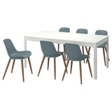 EKEDALEN / GRÖNSTA Table and 6 chairs, white/grey-turquoise, 180/240 cm