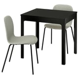 EKEDALEN / KARLPETTER Table and 2 chairs, dark brown/Gunnared light green black, 80/120 cm