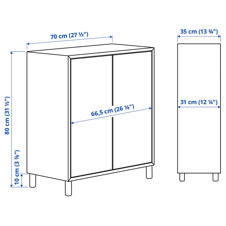 EKET combination with legs, white/wood, 70x35x80 cm IKEA