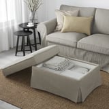 EKTORP Footstool with storage, Kilanda light beige