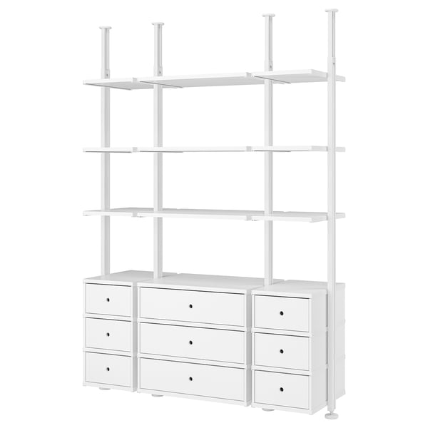 ELVARLI Open storage combination, white, 178x51x222-350 cm