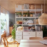 ELVARLI Open storage combination, white, 178x51x222-350 cm