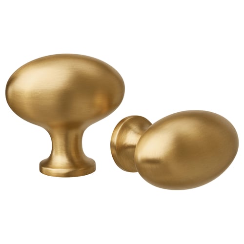 ENERYDA brass cabinet knobs; smooth, rounded shapes; traditional design with modern appeal.