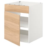 ENHET Base cabinet for hob w door, white/oak effect, 60x62x75 cm