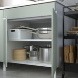 ENHET Base cabinet for sink w doors, white/pale grey-green, 80x62x75 cm