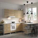ENHET Corner kitchen, white/oak effect, 222 cm