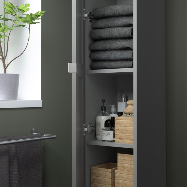 ENHET Hi cb w 4 shlvs/door, grey/grey frame, 30x32x180 cm