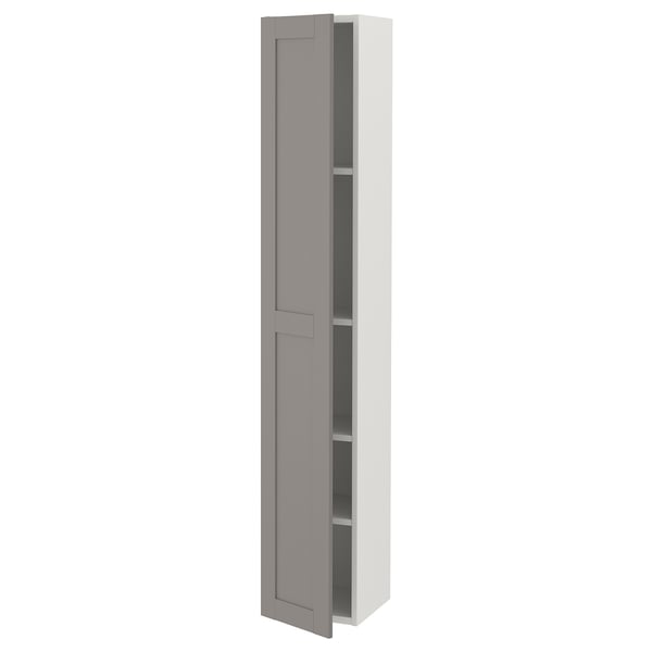 ENHET Hi cb w 4 shlvs/door, white/grey frame, 30x32x180 cm