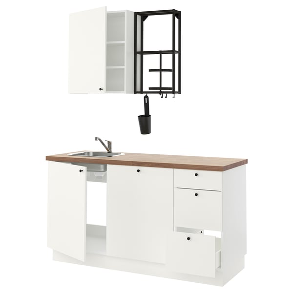 ENHET Kitchen, anthracite/white, 163x63.5x222 cm