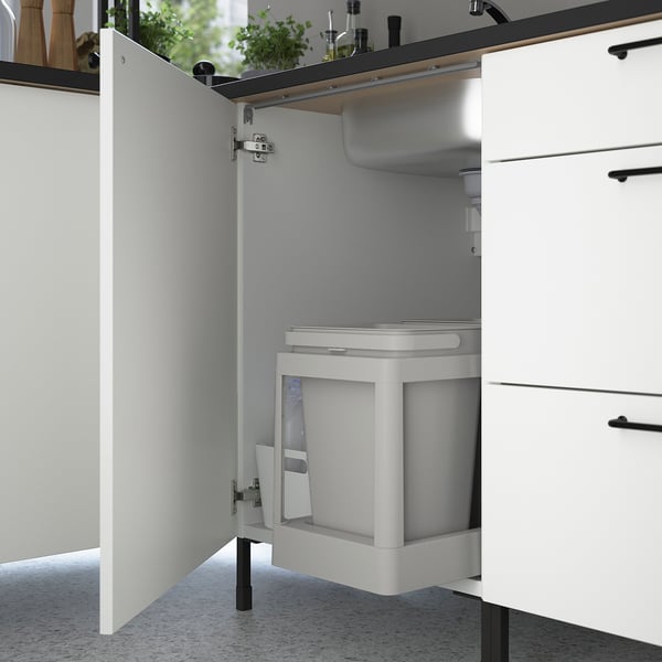 ENHET Kitchen, anthracite/white, 163x63.5x222 cm