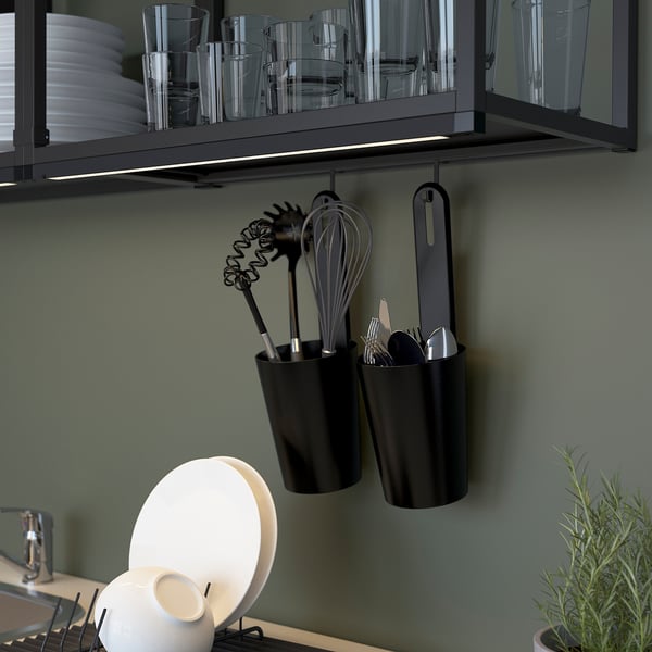 ENHET Kitchen, anthracite/white, 163x63.5x222 cm