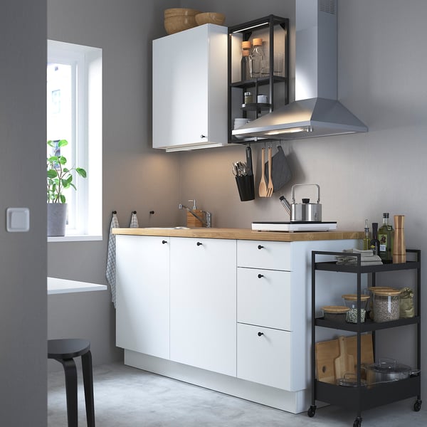 ENHET Kitchen, anthracite/white, 163x63.5x222 cm