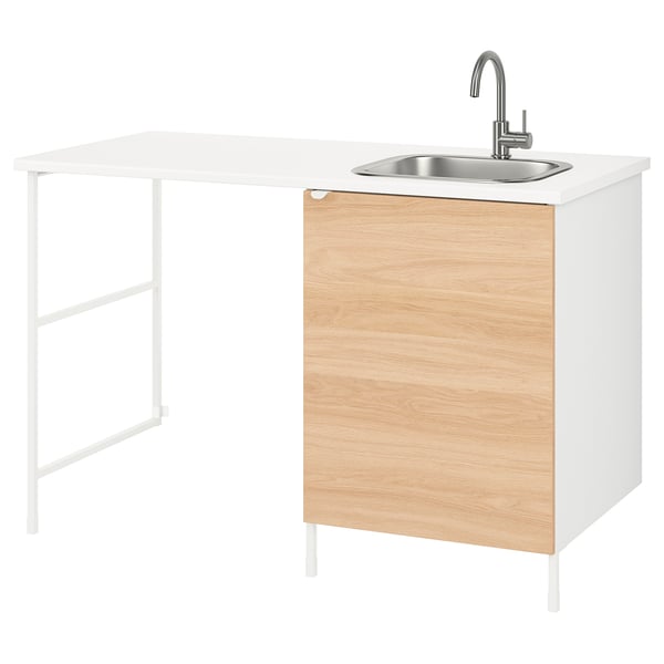ENHET Laundry, white/oak effect, 139x63.5x90.5 cm