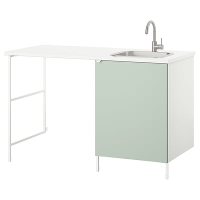 ENHET Laundry, white/pale grey-green, 139x63.5x90.5 cm