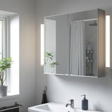 ENHET Mirror cabinet with 2 doors, grey, 80x17x75 cm