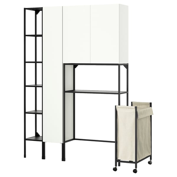 ENHET Storage combination, anthracite/white, 140x32x204 cm