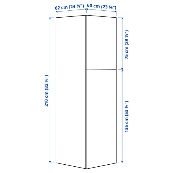 ENHET Storage combination, white/pale grey-green, 60x62x210 cm