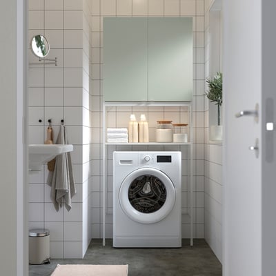 ENHET Storage combination, white/pale grey-green, 80x32x204 cm